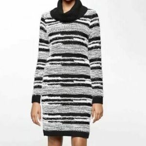 Black + White Cozy Fuzzy Sweater Dress